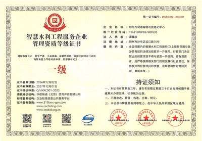 網(wǎng)信中心榮獲智慧水利工程服務(wù)企業(yè)管理一級(jí)資質(zhì)，引領(lǐng)行業(yè)工程管理創(chuàng)新
